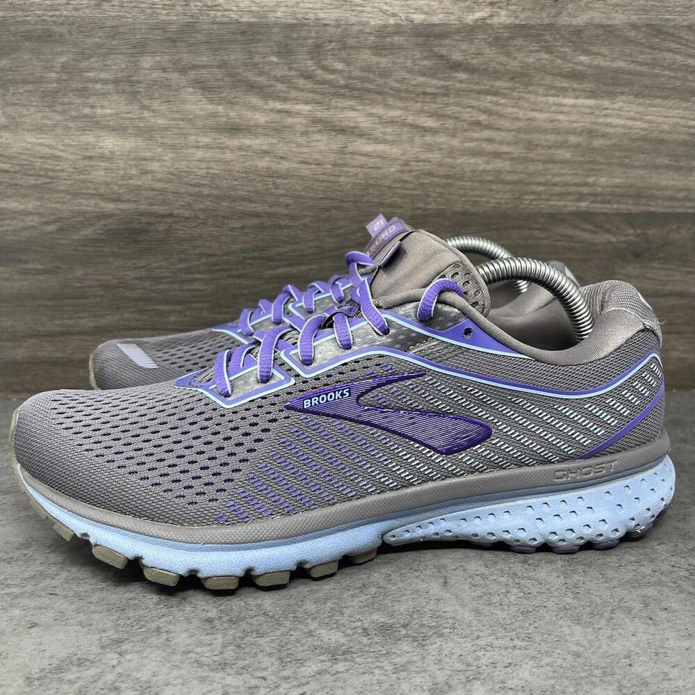 Brooks Ghost 12 Running Shoes Womens Size 9.5 Grey Purple Sneaker